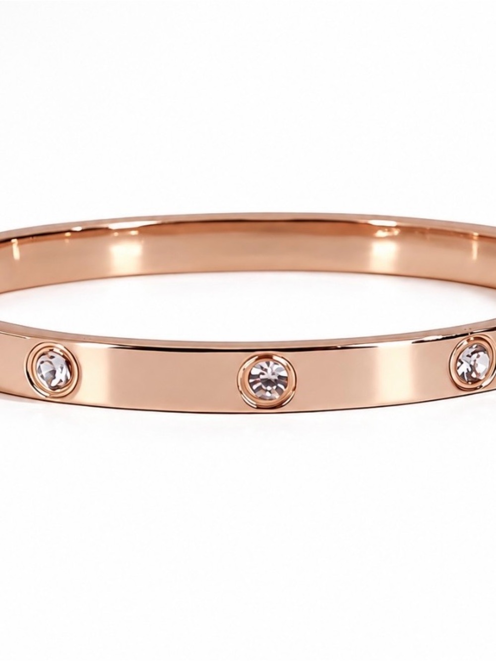 Fashion Jewelry- Rose Gold Crystal Accent Bangle Bracelet